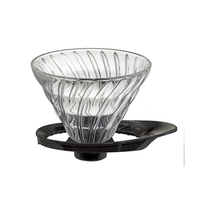 Hario V60 dripper - glas met zwarte houder, nieuw type - maat 02 (VDGR-02-B)